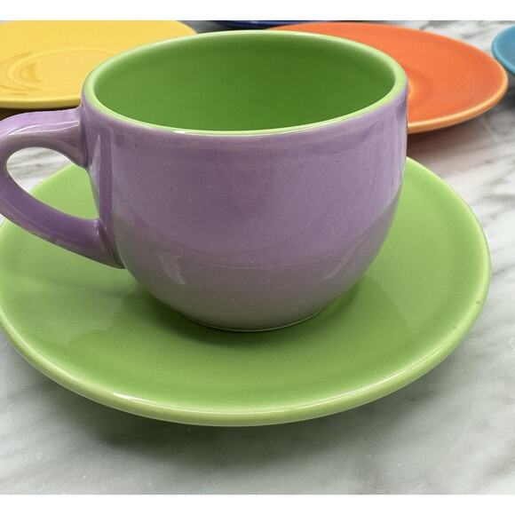Pagnossin Ceramic Espresso 3 Cups 5 Saucers Mix & Match Colors Made In Italy - Picture 4 of 16